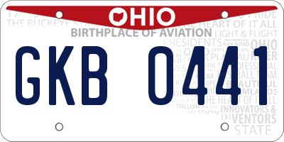 OH license plate GKB0441