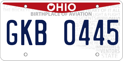 OH license plate GKB0445