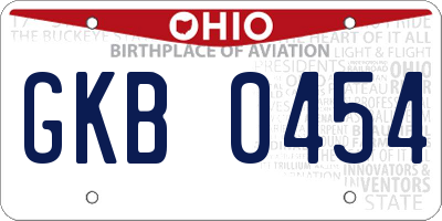 OH license plate GKB0454