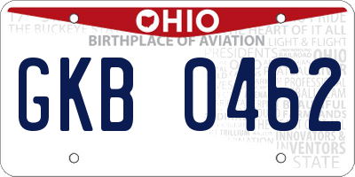 OH license plate GKB0462