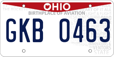 OH license plate GKB0463