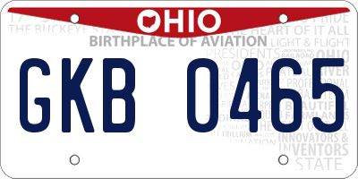 OH license plate GKB0465
