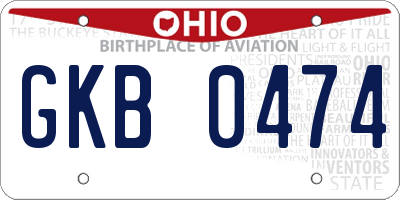 OH license plate GKB0474