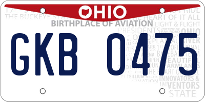 OH license plate GKB0475