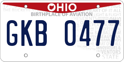 OH license plate GKB0477