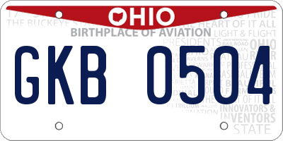 OH license plate GKB0504