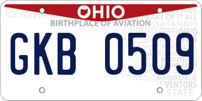 OH license plate GKB0509