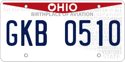 OH license plate GKB0510