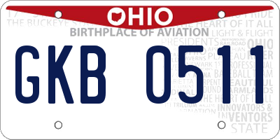 OH license plate GKB0511