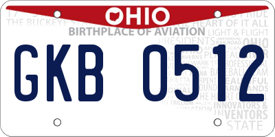 OH license plate GKB0512