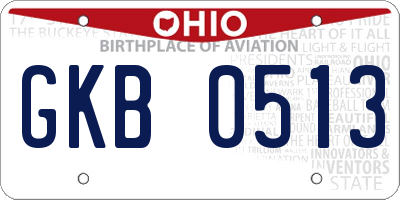 OH license plate GKB0513