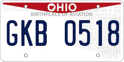 OH license plate GKB0518