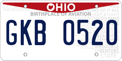 OH license plate GKB0520