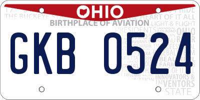 OH license plate GKB0524