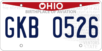 OH license plate GKB0526