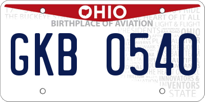 OH license plate GKB0540