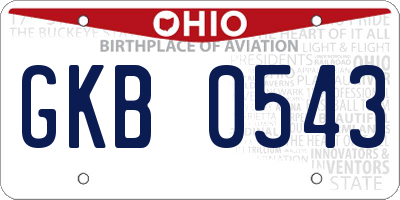 OH license plate GKB0543