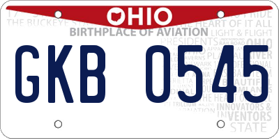 OH license plate GKB0545
