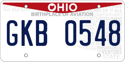OH license plate GKB0548