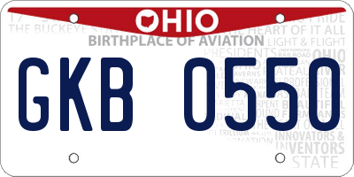 OH license plate GKB0550