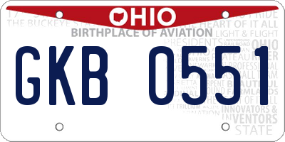 OH license plate GKB0551