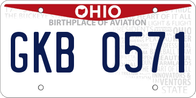 OH license plate GKB0571