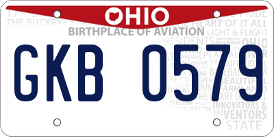 OH license plate GKB0579