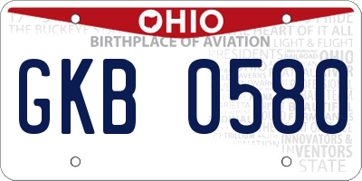 OH license plate GKB0580
