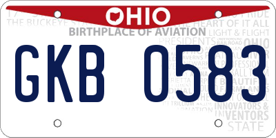OH license plate GKB0583