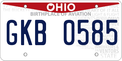 OH license plate GKB0585