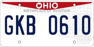 OH license plate GKB0610