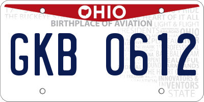 OH license plate GKB0612