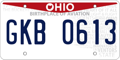 OH license plate GKB0613