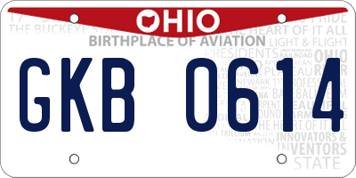 OH license plate GKB0614