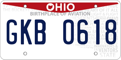 OH license plate GKB0618