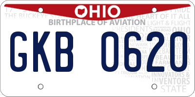 OH license plate GKB0620