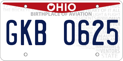 OH license plate GKB0625