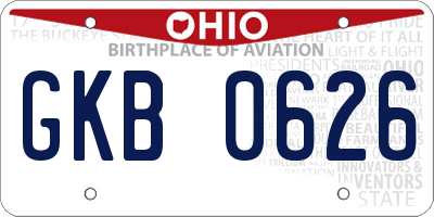 OH license plate GKB0626