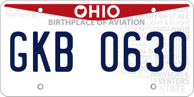 OH license plate GKB0630