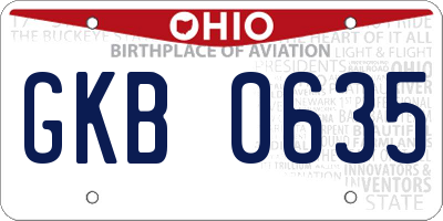 OH license plate GKB0635