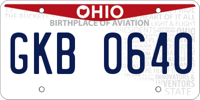 OH license plate GKB0640
