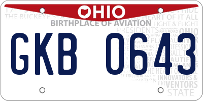 OH license plate GKB0643