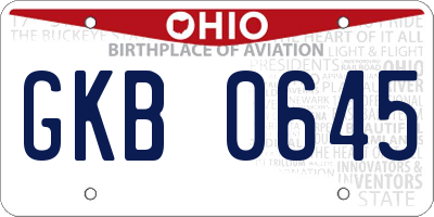 OH license plate GKB0645