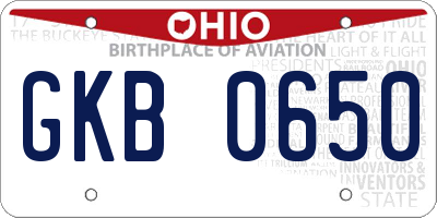 OH license plate GKB0650