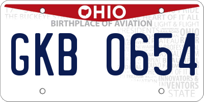 OH license plate GKB0654