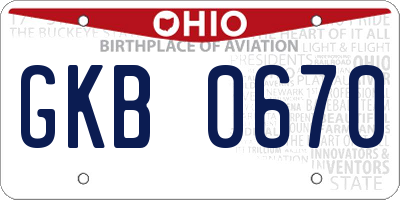 OH license plate GKB0670
