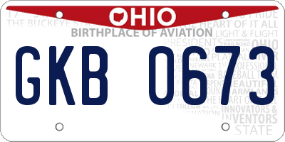 OH license plate GKB0673