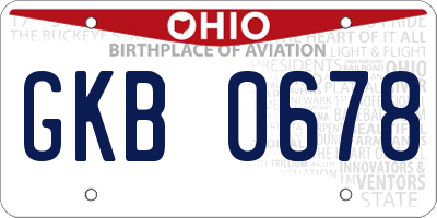 OH license plate GKB0678