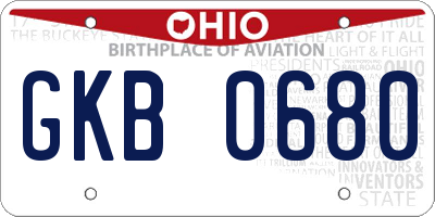 OH license plate GKB0680