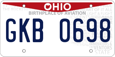 OH license plate GKB0698